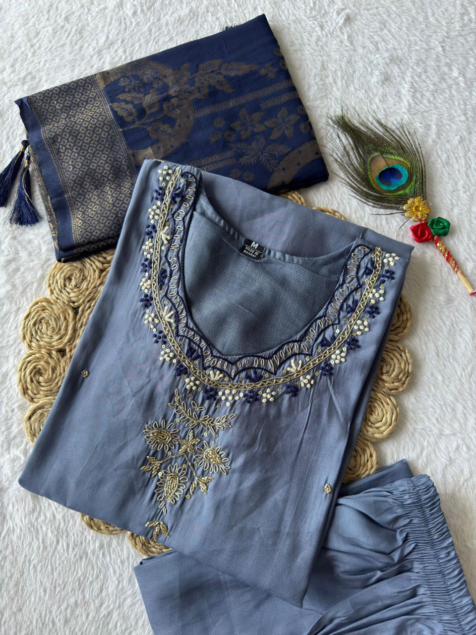 New Designers Kurti Pent Dupatta Set