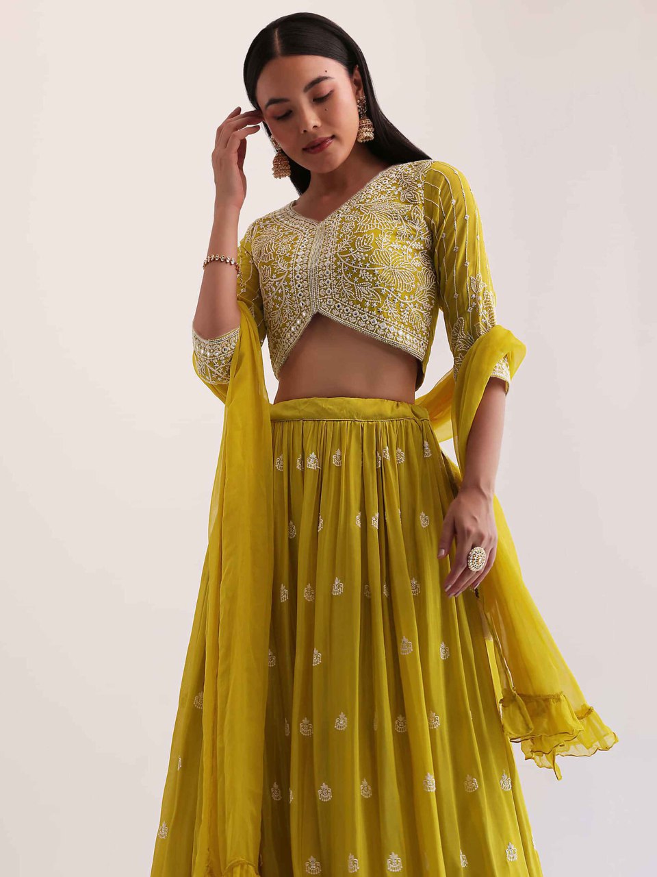 Embellished Semi Stitched Lehenga Choli