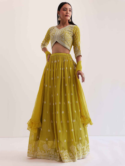 Embellished Semi Stitched Lehenga Choli
