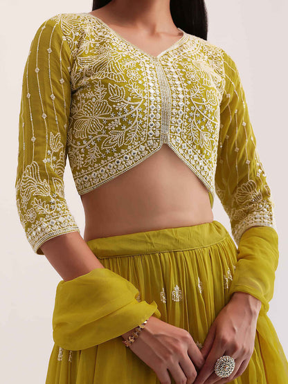 Embellished Semi Stitched Lehenga Choli