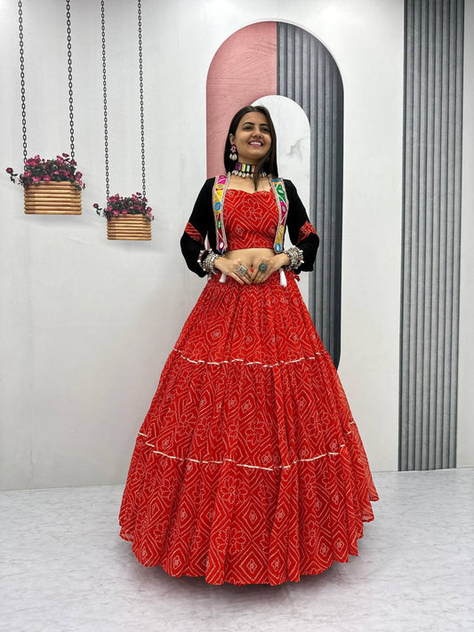 Navratri Special Lehenga Choli with 9 meter Big Flair With *Jacket👗💌🥢💃🏿