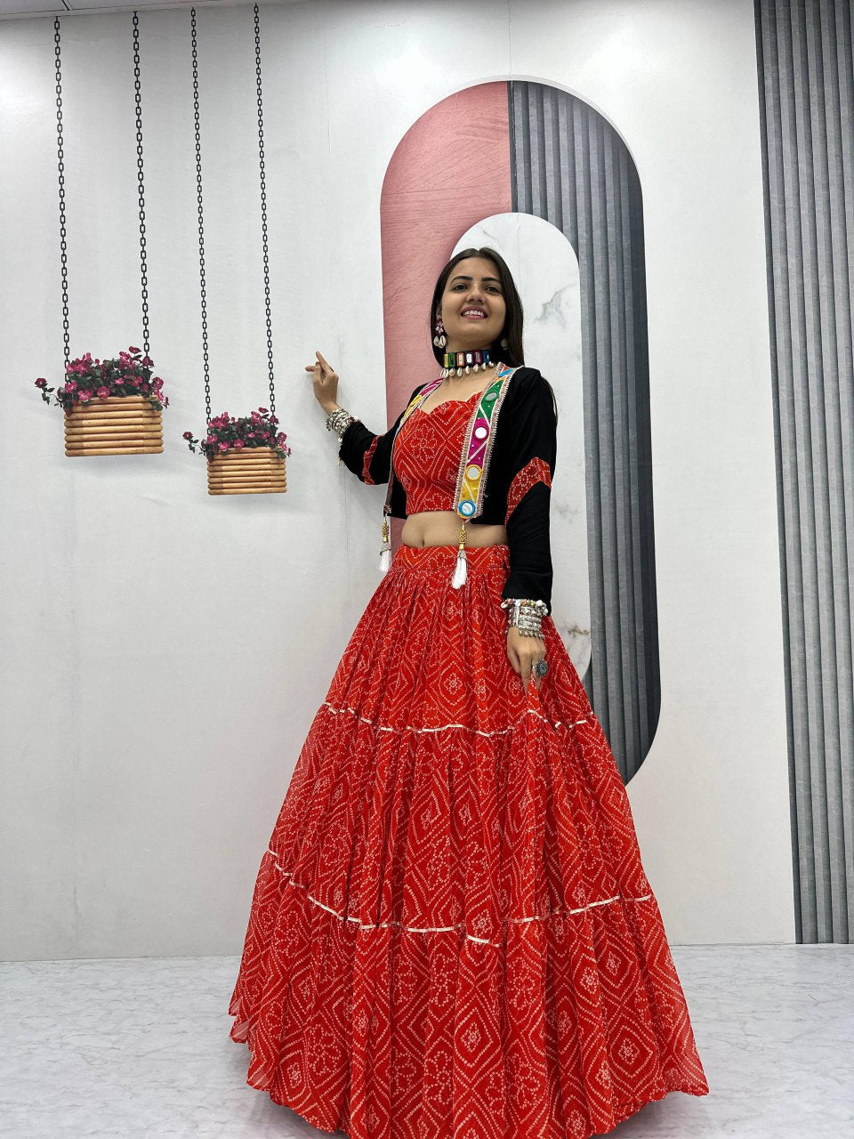 Navratri Special Lehenga Choli with 9 meter Big Flair With *Jacket👗💌🥢💃🏿