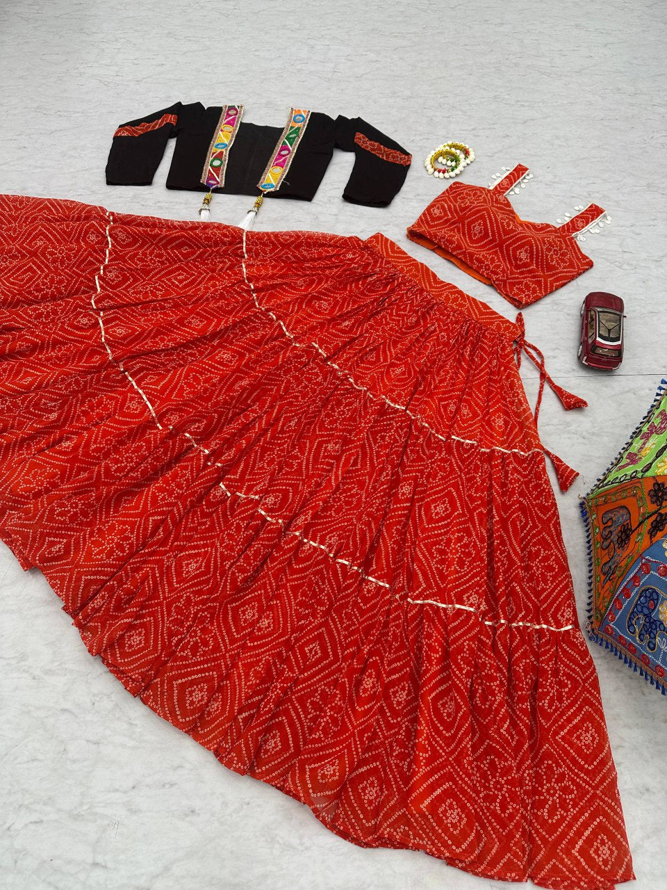 Navratri Special Lehenga Choli with 9 meter Big Flair With *Jacket👗💌🥢💃🏿