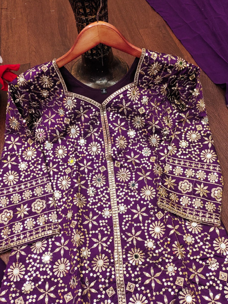 New Designer Embroidered  Sharara Suit With Sequence Embroidered Work And Real Mirror Work