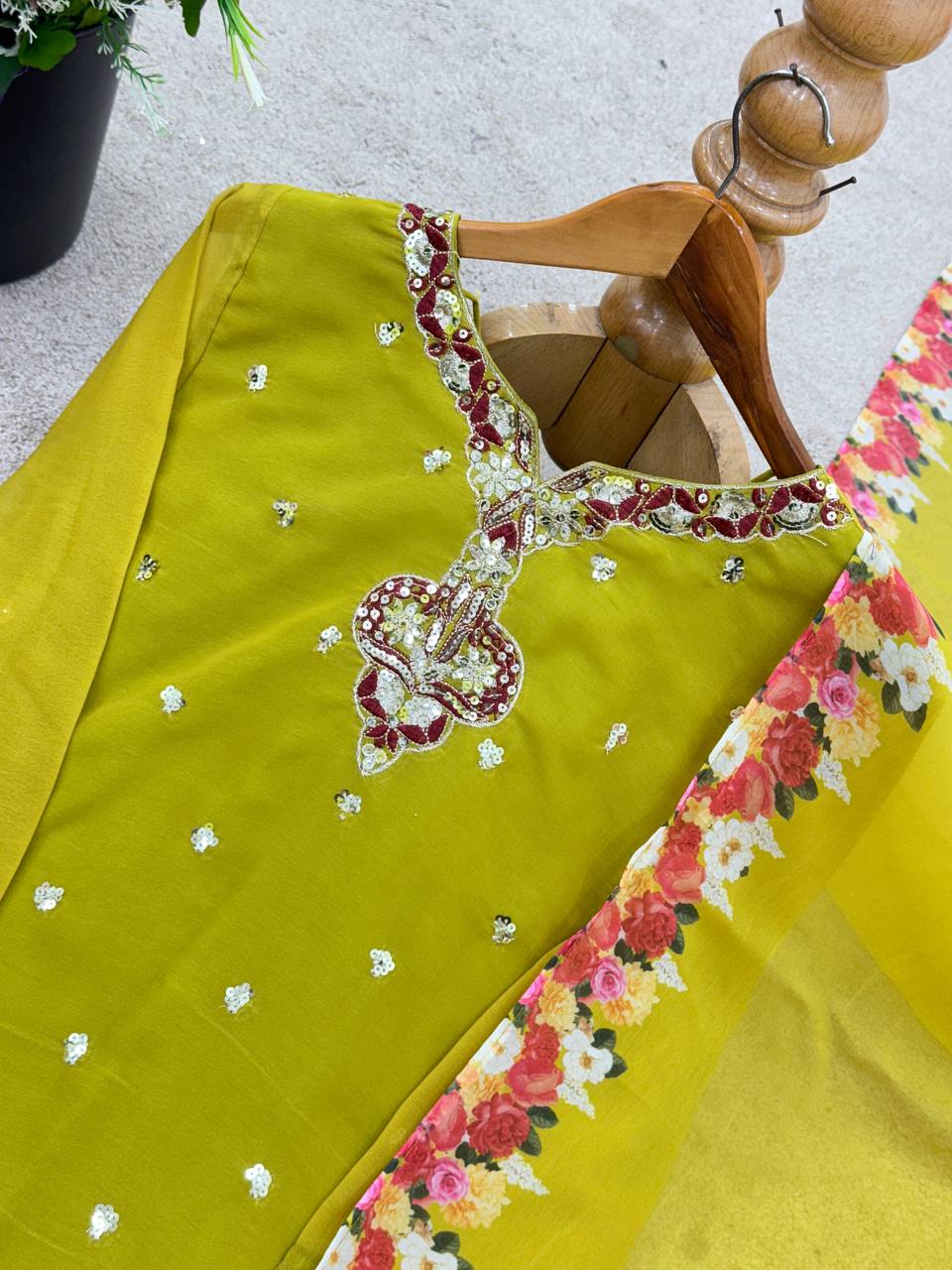 New Designer Party Wear Look Top-Plazzo and Dupatta With Heavy Embroidery Work