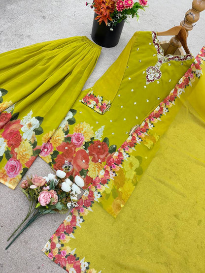 New Designer Party Wear Look Top-Plazzo and Dupatta With Heavy Embroidery Work