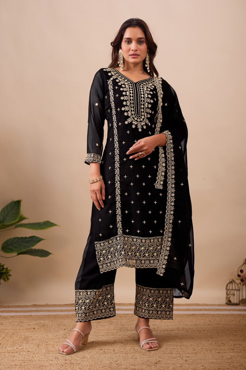 DESIGNER HEAVY EMBROIDERY SEQUENCE WORK TOP PENT WITH DUPATTA SET
