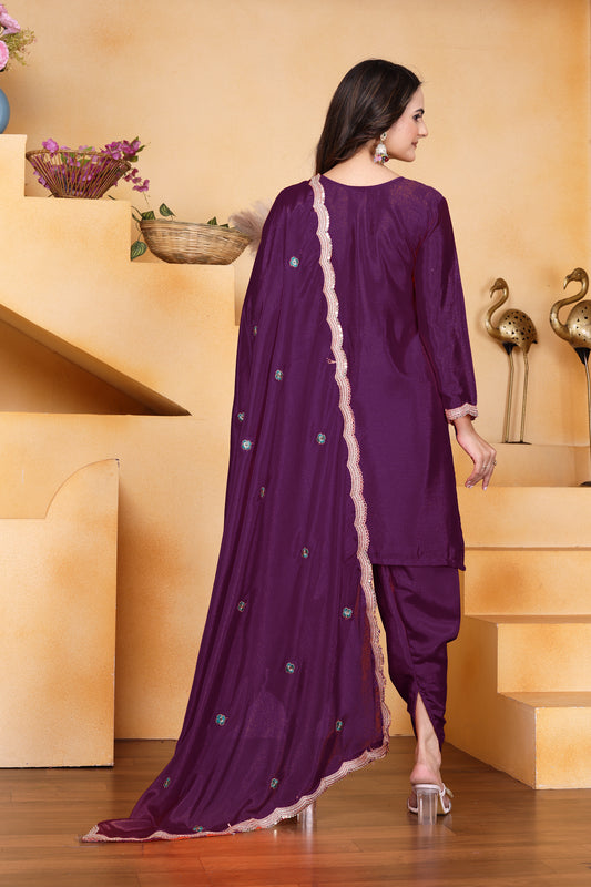 Embroidered Dhoti Suit With Coding Sequence Embroidered Work