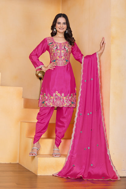 Embroidered Dhoti Suit With Coding Sequence Embroidered Work