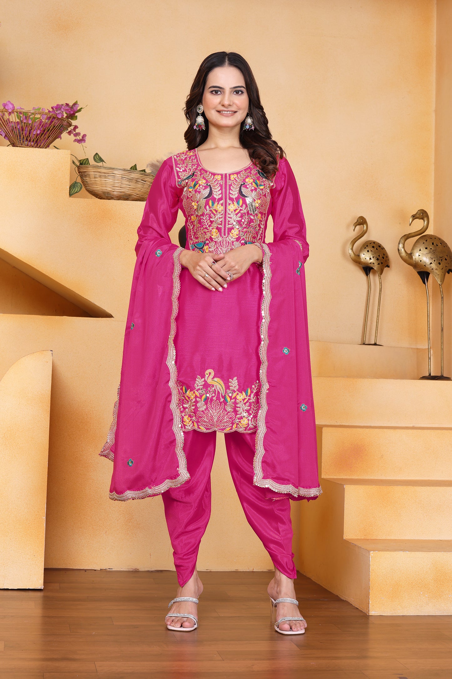 Embroidered Dhoti Suit With Coding Sequence Embroidered Work