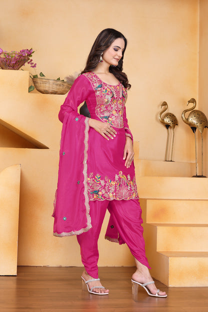 Embroidered Dhoti Suit With Coding Sequence Embroidered Work