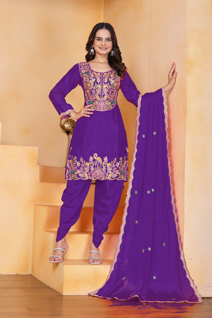 Embroidered Dhoti Suit With Coding Sequence Embroidered Work