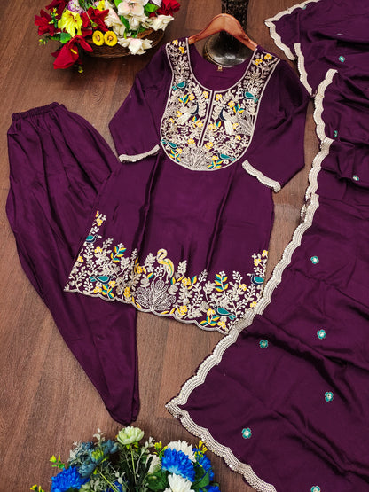 Embroidered Dhoti Suit With Coding Sequence Embroidered Work