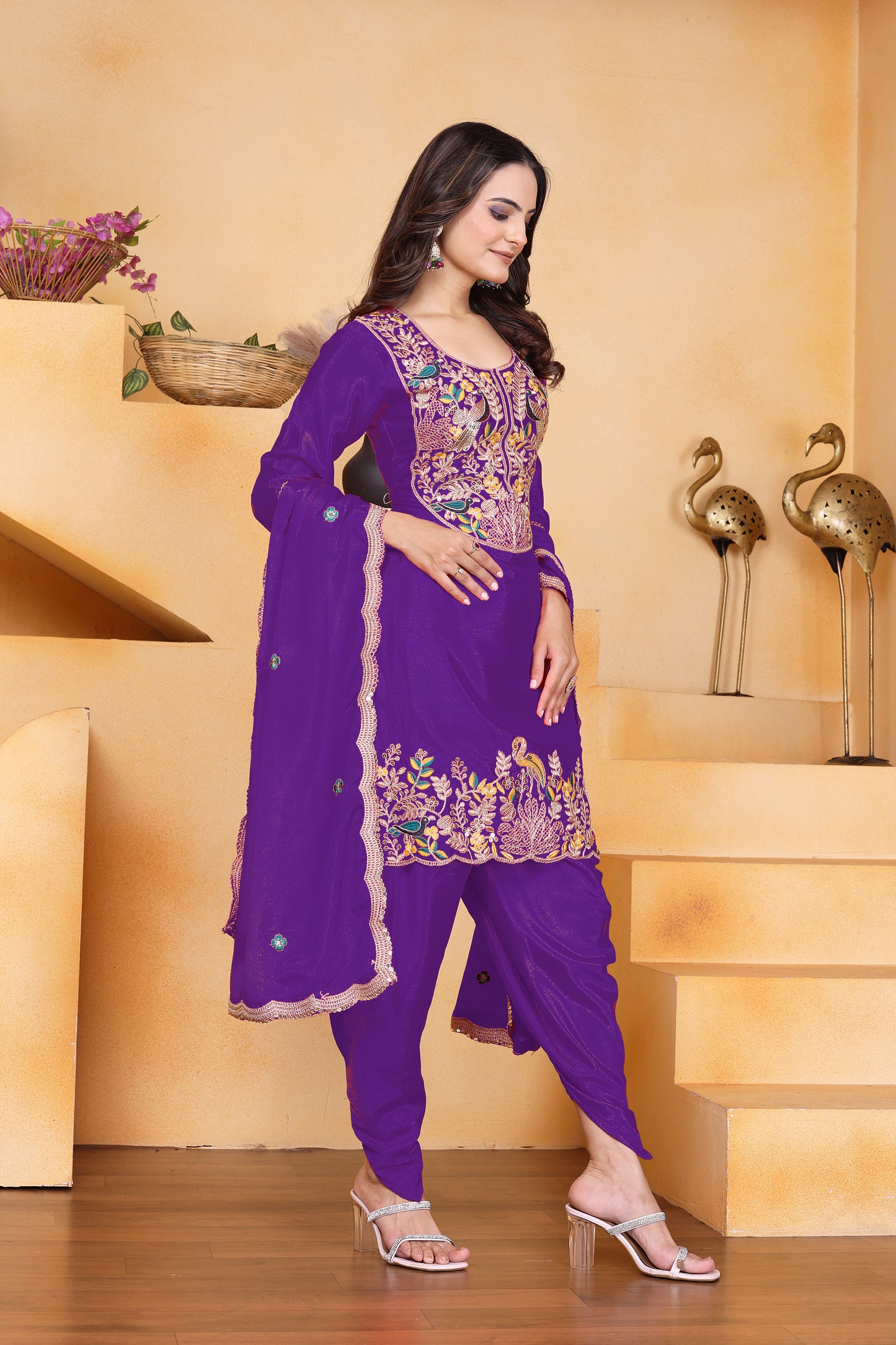 Embroidered Dhoti Suit With Coding Sequence Embroidered Work