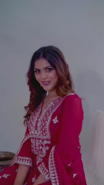 Elegant Embroidered Sequence Designer Sharara Set