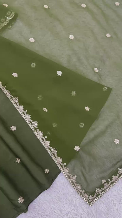 French Crep Silk Top-Bottom And Dupatta