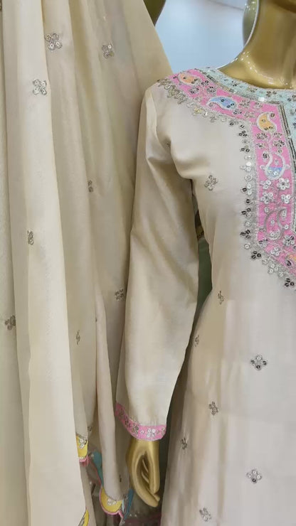 Multi Embroidered Sequence Designer Sharara Set